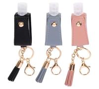 Milisten 3pcs Refillable Travel Bottle Key Chain Set 30ml Empty Liquid Bottles with Pu Leather Tassel Decoration Portable Hand Sanitiser Holder Can be Clipped to Backpacks and Travel Bags