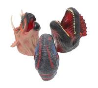 Milisten 3pcs Rubber Dinosaur Hand Puppets with Movable Mouths Soft Animal Plaything for Safe Non Toxic Material Creative Role Play for Storytelling and Imaginative Games