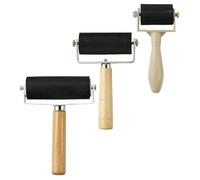 Milisten 3pcs Rubber Printmaking Rollers Brayer Set for Crystal Art and Craft Printing, Ink Applicator Rolling Wheel Tool for Art Projects and Woodblock Painting