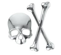 Milisten 3pcs Skull Head Car Sticker Decal 3D Metal Rear Window Sticker for Halloween Decor No Tools Needed