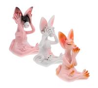 Milisten 3pcs Sphynx Cat Figurines Set Small Cat Statue Desktop Sculptures for Office and Yoga Room Decor Modern Home Accents Gifts for Lovers