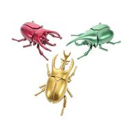 Milisten 3pcs Wind-Up Beetle Toys for Kids Realistic Beetle Insect Models Prank Toy Set in Gold Green and Red for April Fool's Day and Halloween