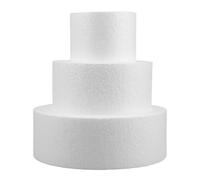 Milisten 4/6/8 Inch Three Layer White Foam Cake Dummy for Decorating Practice Cake Sculpting Prop for Wedding Display