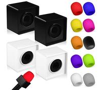 Milisten 4 Pcs Microphone Flag Station with 10pcs Microphone Foam Covers, Mic Logo Square Mic Flag, ABS Interview Mic Logo Microphone Accessories for Interview KTV Reporter Host