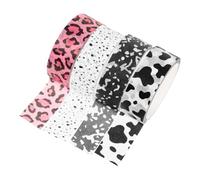 Milisten 4 Rolls Washi Tape Set Cow Print, Black and Pink Leopard Patterns, and White Dot Design - Thin Decorative Craft Tape for DIY Scrapbooking, Journals, Notebooks, and Multi-purpose