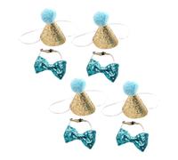 Milisten 4 Set Pet Birthday Hat and Bow Tie for Small Dogs and Cats Sequined Comfortable Party Accessories Easy to Wear Pet Party Supplies for Poodles and Kittens Celebration Decoration Kit