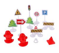 Milisten 4 Sets Traffic Sign for Educational Road Signal Playset with Bright Colors Lightweight Mini Street Signs for Early Learning and Safety Awareness for Imaginative Play and Group