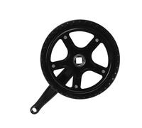 Milisten 40t Square Taper Crank Arm Bike Crankset Single Chainring Black High-strength Alloy Plastic Iron with Chain Guard Optimizes Pedaling Efficiency Versatile Compatibility for Leisure