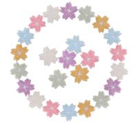 Milisten 48pcs Cherry Blossom Embroidered Flower Applique Patches, Small Self-Adhesive Floral Cloth Stickers for Scrapbook Decoration and DIY Crafts, Cute Plant Flower Embroidery Stickers