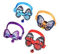 Milisten 4pcs Adjustable Pet Bell Collar with Gold Foil Bow Tie, Cute Cat and Dog Necklace, Set (blue, Red, Purple, Yellow) for Small Pets