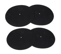 Milisten 4pcs Anti-static Record Player Felt Mats Vinyl Slipmats Shock Absorbing Protective Pads for Turntable Phonograph Disc Sound Quality Enhancement Black