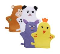 Milisten 4pcs Bath Mitts Cartoon Washcloths Gloves Animals Shaped Wash Mitts Bathroom Bath Gloves Boys and Girls Washcloths