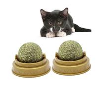 Milisten 4pcs Cat Licking Ball Mint Treats for Cats Natural Catnip Wall Stick Toy for Rotating Puzzle Balls for Interactive