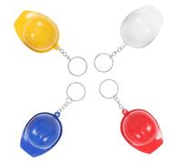 Milisten 4pcs Construction Helmet Keychain Bottle Openers, Multi-color (red, Yellow, Blue, White) Mini Safety Hat Key Rings for Party Favors and Bag Charms