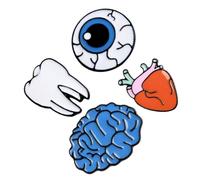 Milisten 4Pcs Creative Organ Brooch Pin Funny Tooth Brain Eyeball Heart Pins for Jackets Bags Hats Enamel for Women Fashion Accessories Unique Gift for Valentine Day and Special Occasions
