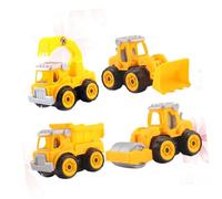 Milisten 4pcs DIY Disassembly Engineering Car Set, Simulation Truck Model Excavator Vehicle, Educational Early Learning Auto for, Creative Building and Assembly Play Random Style