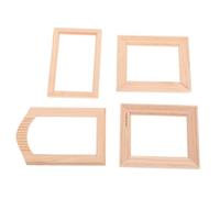 Milisten 4pcs Dollhouse Photo Frame Accessory Decor Miniature Dollhouse Picture Frames Doll Wall Art Modern Dollhouse Furniture Dollhouse Accessories and Furniture Beige Wooden
