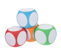 Milisten 4Pcs Erasable Foam Dice Rounded Dry Erase Blank Classroom Dice for DIY Drawing Educational Games Party Activities Red Orange Blue Green