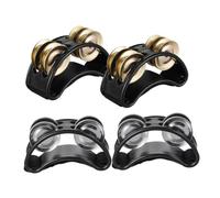 Milisten 4pcs Foot Percussion Tambourine with Dual Row Metal Bells Ergonomic Pedal for Adults Versatile Musical Instrument for Live Performances Music Education and Practice