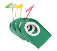 Milisten 4pcs Golf Putting Cups with Triangular Flags White Yellow Red Green - Portable Golf Hole Training Aids for Indoor Outdoor Backyard Garage Practice