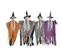Milisten 4pcs Hanging Halloween Skeleton Ghosts Decorations with Creepy Skull Design Easy to Hang Ornaments for Indoor Outdoor Haunted House Party Supplies
