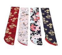 Milisten 4pcs Japanese Folding Hand Fan Bags Set Portable Handheld Fan Pouches with Floral Pattern Satin Double-layer Covers for Travel and Wrapping