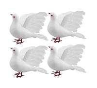 Milisten 4pcs Large Simulation Bird Set White Feathered Artificial Doves with High Realism and Feathered Details, Spreadwing Shape for Garden Displays and Plant Arrangements, Wedding Dove