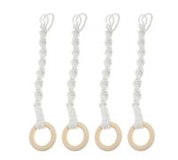 Milisten 4pcs Macrame Plant Hanger Cotton Rope Boho Woven Hanging Planter Holder with Wooden Ring for Indoor Outdoor Garden Balcony Flower Pot Baskets