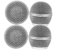 Milisten 4pcs Microphone Head Replacement Heads Mesh Grille Microphone Windscreen for Metal Mic Cover Protector for Studio Live Performance
