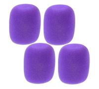 Milisten 4pcs Microphone Sponge Covers Microphone Wind Muffs Washable Easy to Clean Purple Foam Protective Caps for Stage Performance