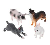 Milisten 4Pcs Mini Farm Animal Figurines Set for - Realistic Plastic Rabbit, Dog, Pig, Cat - Educational Farmyard Playset for Easter, Christmas Party Favors, Preschool Learning