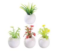 Milisten 4Pcs Miniature Bonsai Plant Artificial Greenery for Dollhouse Decoration Compact Simulation Potted Succulents for Home Desktop Ornaments and Garden Decor