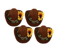 Milisten 4pcs Miniature Cowboy Hats for Pets Felt Tiny Western Hats Pet Cap for Hamster Guinea Pig Chicken Mouse Adjustable Dress-up