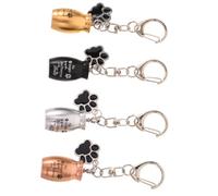 Milisten 4PCS Pet Ashes Keychain Metal Memorial Urn Pendant with Dog Cat Paw Print Compact Small Storage Container for Hair Keepsake Souvenir Pet Remembrance
