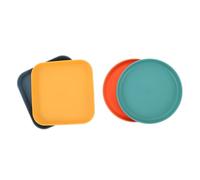 Milisten 4pcs Pet Feeding Bowls Set Shallow Cat and Dog Plates for Wet Food Non-slip Easy-to-clean Suitable for Small Pets Available in Square Yellow Blue and Round Green Orange