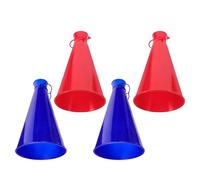 Milisten 4pcs Plastic Cheer Megaphone Set with Red and Blue Trumpets, Mini Air Horn Noise Makers for Sports Games, Soccer Cheering, Outdoor Activities and Party Favors