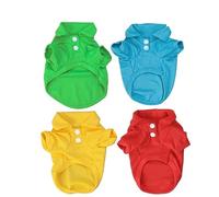 Milisten 4PCS Pure Color Pet Dog T Shirt Summer Short Sleeve Cotton Clothing for Small Dogs Xs Red Green Comfy Breathable Design