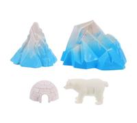 Milisten 4pcs Realistic Mini Igloo Model with Arctic White Bear Figurine Detailed Iceberg Figures for Dollhouse Polar Animal for Snowy Landscape Diorama Decoration
