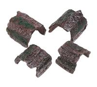 Milisten 4Pcs Reptile Hiding Cave Set with Small and Large Artificial Bark Hideouts, Plastic Lizard Shelter for Reptile Enclosure, Tortoise House, and Spider Tank Decor
