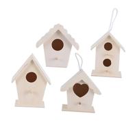 Milisten 4pcs Wooden Bird Nest DIY for Garden and Home Decoration Wood Material with Heart Shape Double-layer and Single-layer Nests for Indoor and Outdoor Use