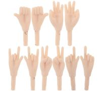 Milisten 5 Pairs Tiny Finger Hands Doll Parts Realistic Miniature Hand Gestures for Doll Making for DIY Crafts Beige White Skin Tone