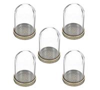 Milisten 5 Sets of Clear Glass Dome Cloche with Rustic Brass Base Miniature Glass Cover DIY Terrarium Container Cloche Bell Jar Display Dome Fairy Light Cover Craft Supplies