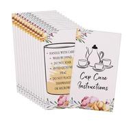 Milisten 50Pcs Cup Care Instruction Cards for Tumblers and Mugs Coated Paper Inserts Directions Durable Non Fading Care Guide for Small Business Packaging and Gift Bags