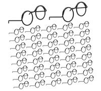 Milisten 50pcs Miniature Doll Glasses Frames Black Wire Rim Eyewear for Dollhouse DIY Craft Projects Doll Sunglasses Accessories for Creative Play and Costume Design