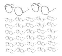 Milisten 50pcs Miniature Doll Sunglasses Silver Wire-rim Round Eyewear for Dollhouse Crafts DIY Photo Props Accessories
