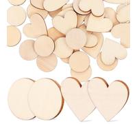 Milisten 50pcs Unfinished Wooden Slices for DIY Crafts, Natural Round 2x2cm and Heart 2.5x2.5cm Wooden Cutouts for Painting and Engraving, Natural Wood Chips for Arts and Craft Projects