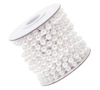 Milisten 5m White Faux Pearl Beads Chain Lightweight Plastic Beaded Trim for DIY Jewelry Making and Wedding Decorations, Easy to Use Pearl Craft Strands for Bracelets and Necklaces