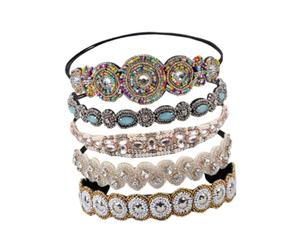 Milisten 5pcs Bead Headband Rhinestone Headdress Elegant Rhinestone Bead Glass String Hair Decor for Woman Bride Daily Life Party