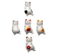 Milisten 5pcs Ceramic Cat-Shaped Chopstick Holders Japanese Style Tableware Rests Decorative Chopsticks Holders for Home and Office Desktop Adornment
