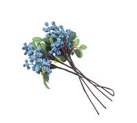 MILISTEN 5pcs Christmas Blue Berry Pick Artificial Stems Fruit Branches DIY Christmas Wreath Crafts Ornament Holiday Floral Decor